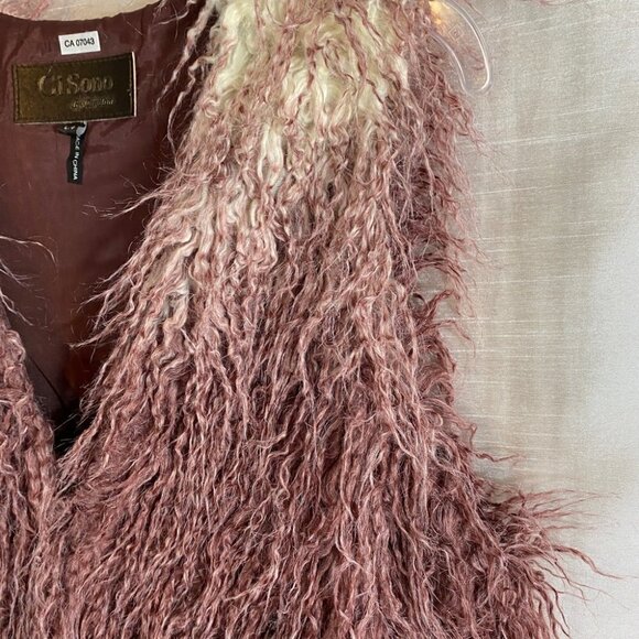 Ci Sono by Cavalini Burgundy Ombre Faux-Fur Vest Ladies Lg - Picture 6 of 14